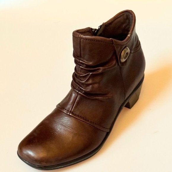 Women's Ankle Boots Earth Origins Mallory Brown Leather Booties Inside Zipper Ru - Picture 9 of 12